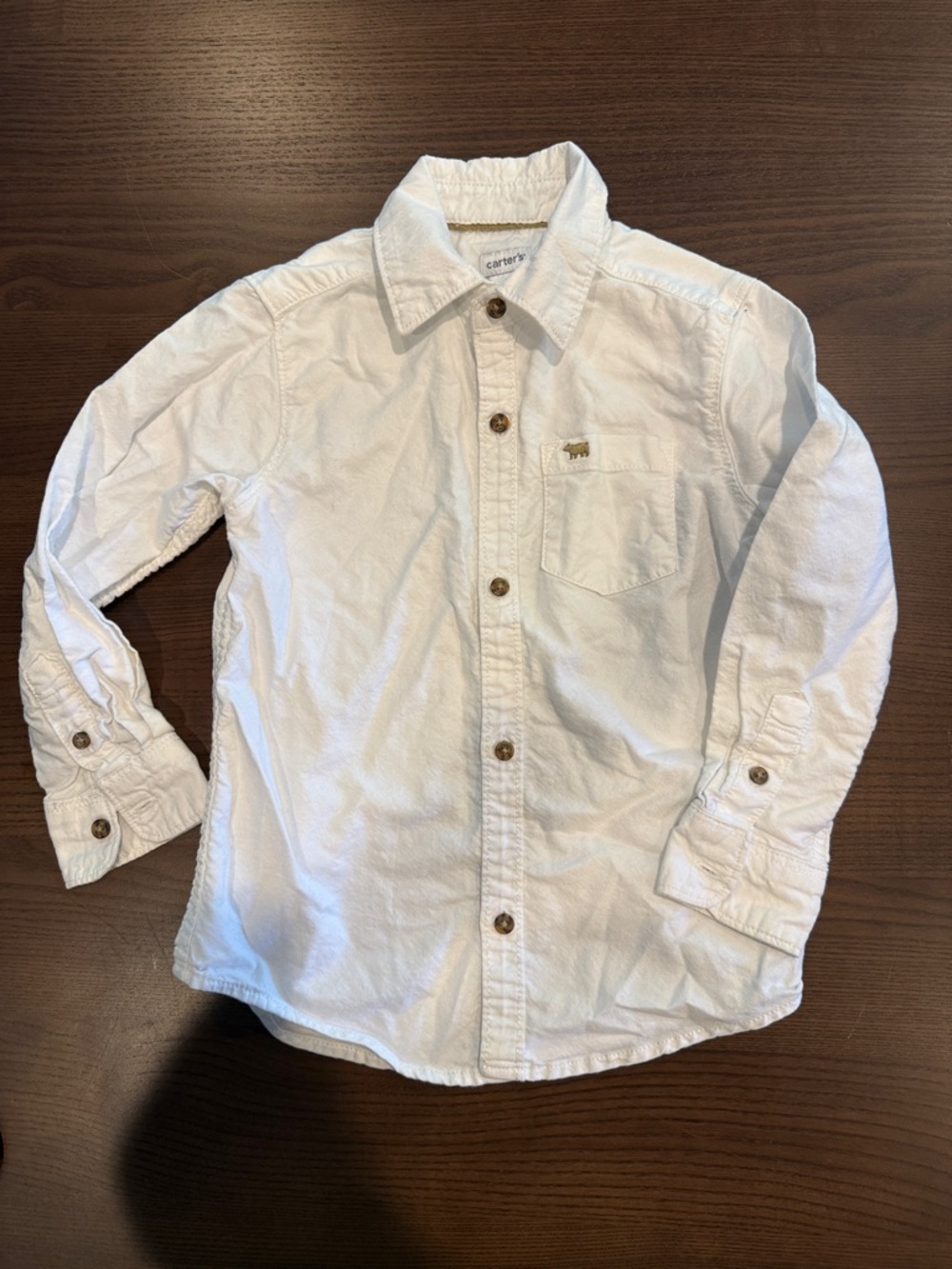 Carter's White Denim Long-Sleeve Button Down Shirt with Pocket Size 4T